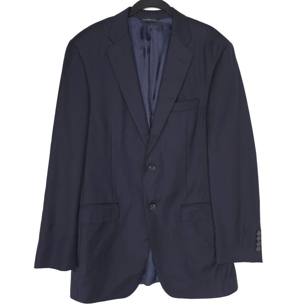 SAMUELSOHN Men's Navy Sport Coat Navy 40L Super 120s Wool UNION MADE UTIS CANADA